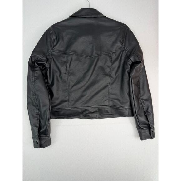 Sebby Collection Black Biker Moto Faux Vegan Leather with Faux Fur Lining Small - Picture 9 of 9